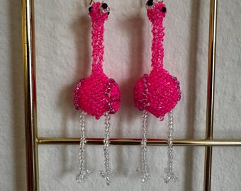 Flamingo Earrings; handmade and unique