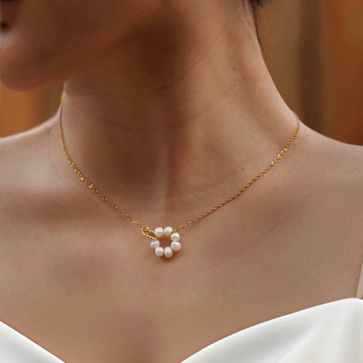 ネックレス・ペンダント Monday Edition _ Pearl Flower Two-way Necklace Monday Edition】 Pearl Flower 2way Necklace 韓国