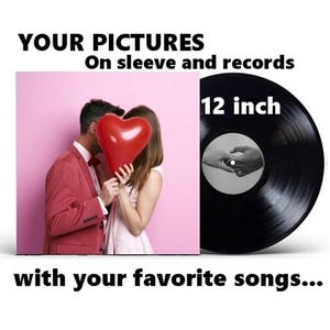 Disco de vinilo de 12 pulgadas, personalizado con 32 o 45 minutos de temas a tu elección, funda personalizada y macarons.