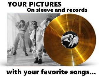 Gold Silver personalized vinyl with the songs of your choice, Gold or Silver effect with 16 minutes per side.