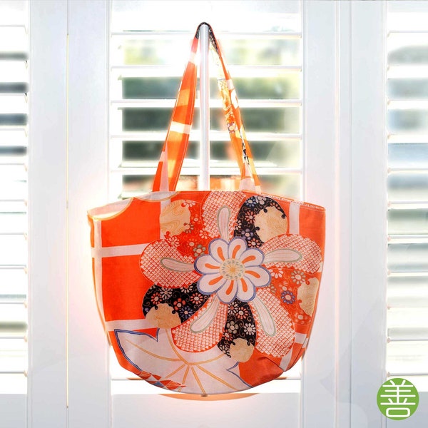 Japanese Kimono Bag pattern hand made fabric tote bag for shopping handcrafted Retro purse for sale handmade Vintage Yukata handbag for gift