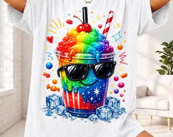 Cono de nieve patriótico PNG, hielo raspado arcoíris por sublimación, gráfico de postre de verano, rojo, blanco y azul