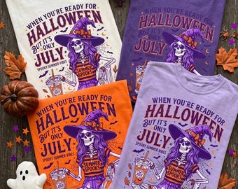 Spooky Summer Vibes PNG, Halloween In July Skeleton Witch Sublimation Design, Summer Clipart Download