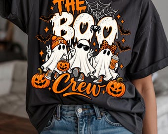 El grupo Boo Crew PNG, diseño de grupo de fantasmas de Halloween, sublimación de temporada espeluznante