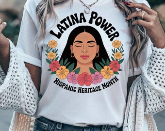 Diseño Floral Latina Power, Mes de la Herencia Hispana (PNG, JPG)