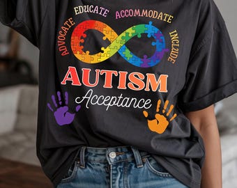 Aceptación del autismo PNG SVG – Educar, defender e incluir – Rompecabezas infinito para concienciar sobre el autismo