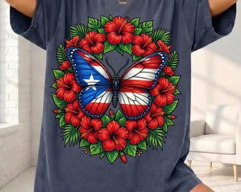 Mariposa de Puerto Rico PNG, Orgullo Boricua Sublimación, Herencia Puertorriqueña, Descarga Digital Hispana
