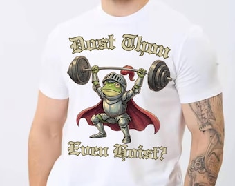 Dost Thou Even Hoist PNG – grappige middeleeuwse kikker ridder sportschool ontwerp oudengels gotisch fitness digitale download