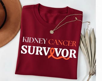 Kidney Cancer Survivor SVG PNG, Orange Ribbon Awareness Shirt Design Cancer Warrior Cut File