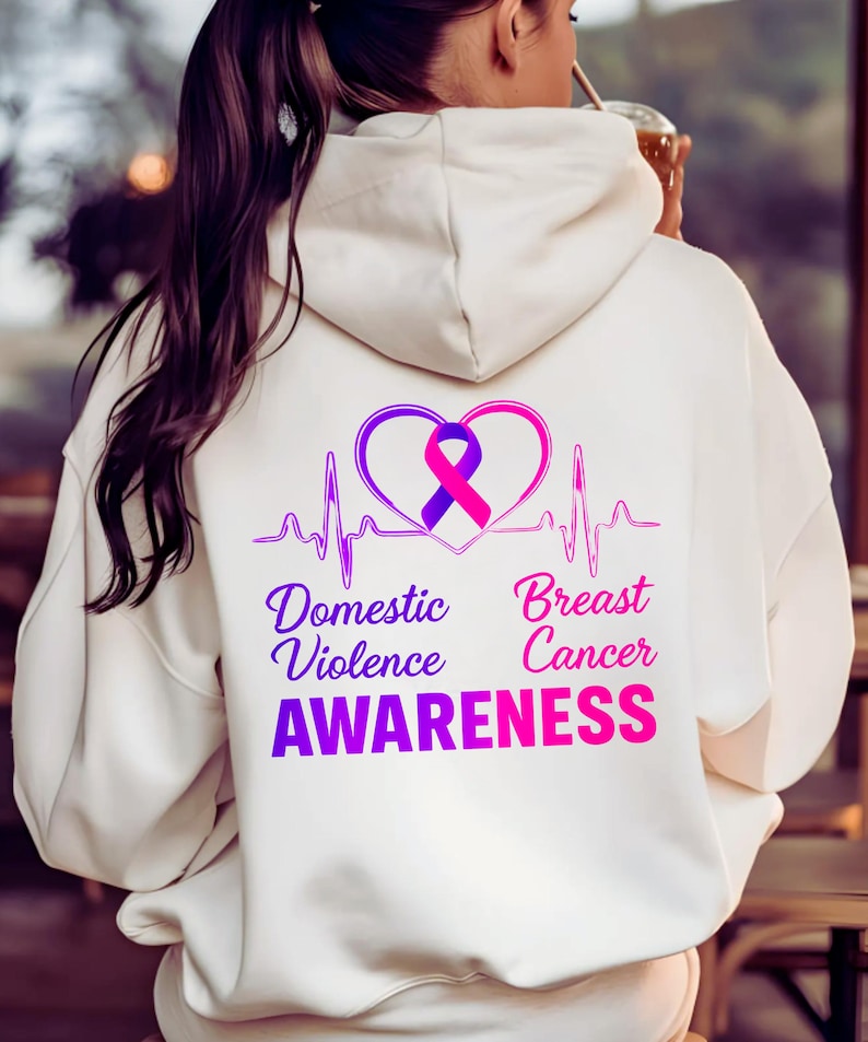 Domestic Violence & Breast Cancer Awareness Ribbon SVG | Heartbeat ...