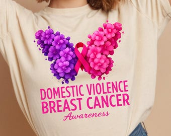 Breast Cancer & Domestic Violence Awareness Floral Butterfly (Digital Download)