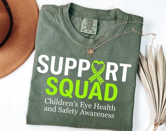 Imagen PNG de concienciación sobre la salud ocular infantil del equipo de apoyo, diseño de sublimación con cinta verde, descarga instantánea.