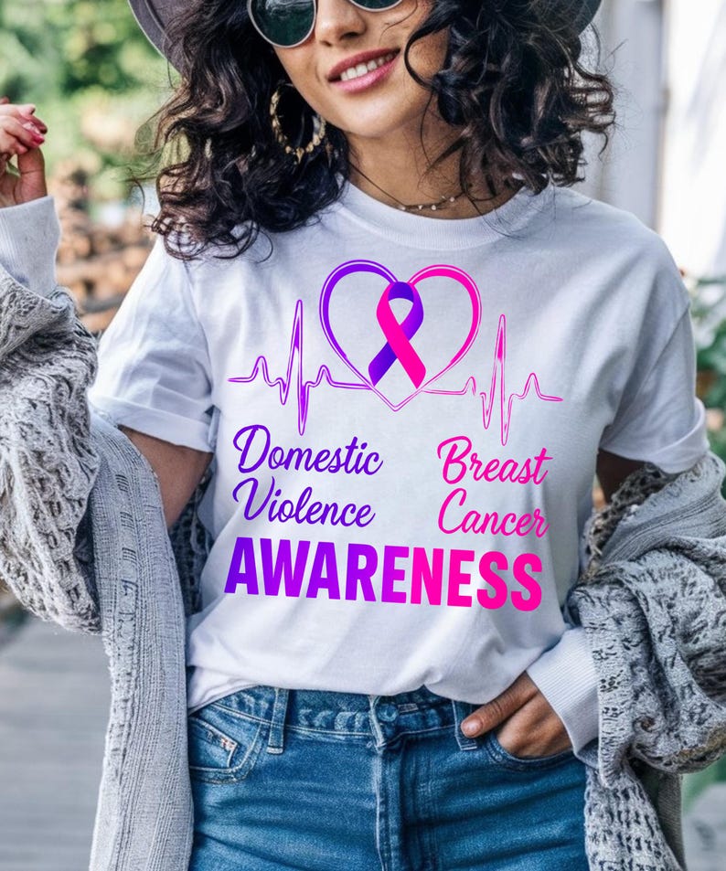 Domestic Violence & Breast Cancer Awareness Ribbon SVG | Heartbeat ...