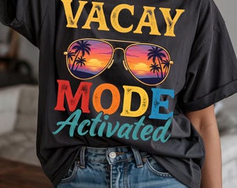 Vacay-Modus aktiviert PNG, Sommer Strand Reise PNG, Tropische Sonnenbrillen Grafik, Reise Sublimationsdesign