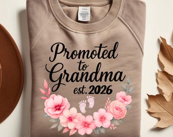 Promoted to Grandma 2026, Floral Pregnancy Announcement (Digital Files)