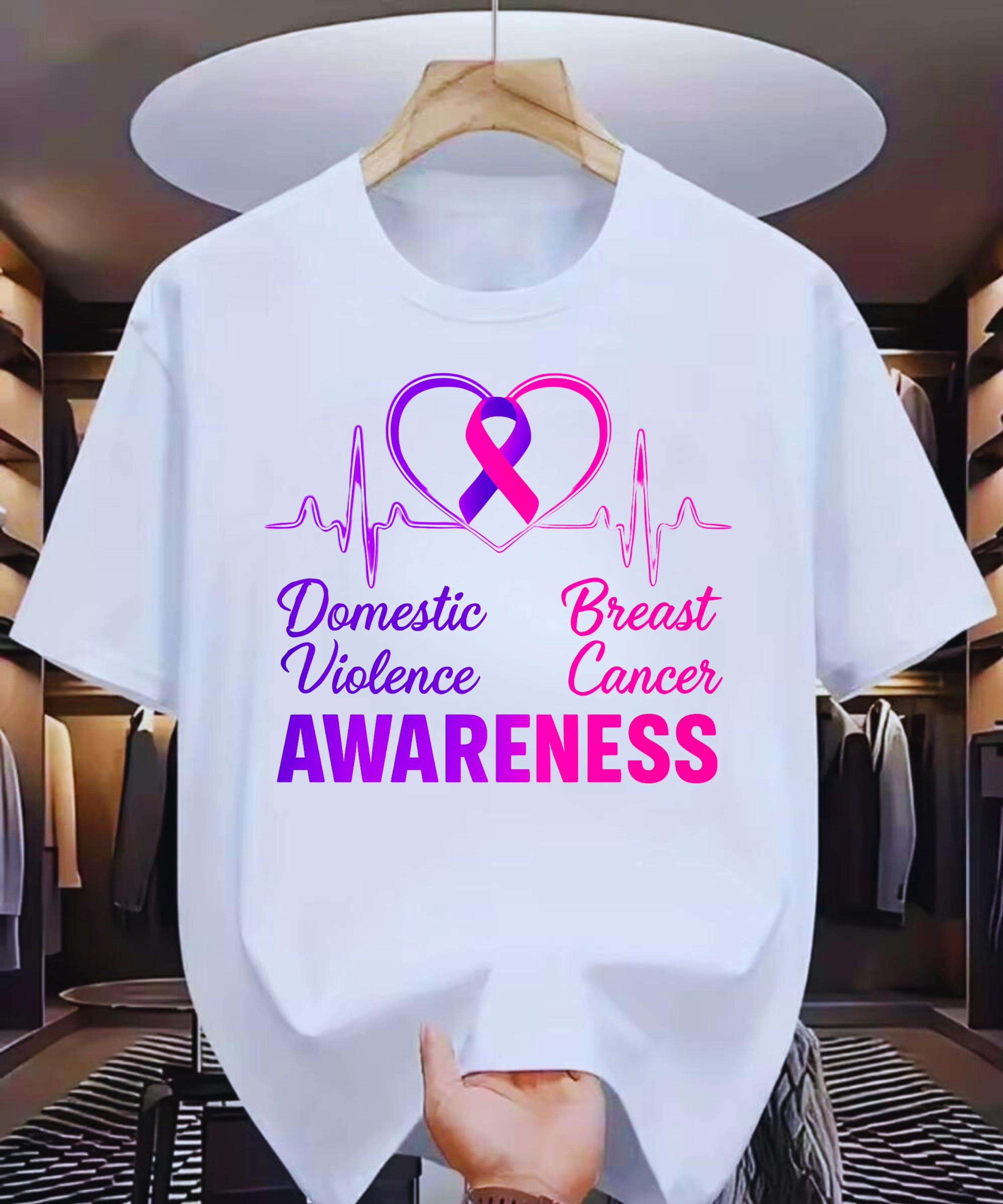 Domestic Violence & Breast Cancer Awareness Ribbon SVG | Heartbeat ...