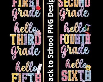 Paquete de imágenes PNG de Hello School Grade, diseño de camisa universitaria a cuadros para la vuelta al cole