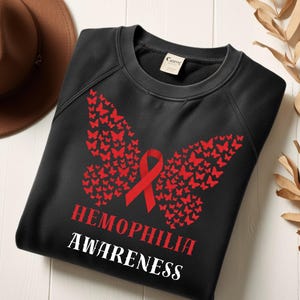 Hemophilia Awareness PNG SVG | Red Ribbon Butterfly Wings | March Awareness Shirt Design Sublimation