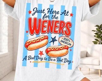 Just Here For The Wieners PNG, Funny Hot Dog,  4th of July BBQ , Patriotic Summer