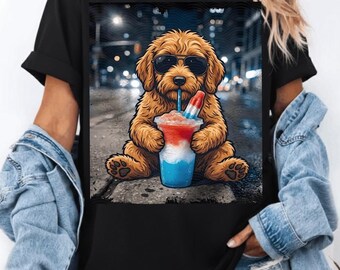 Patriotic Dog PNG | 4th of July Puppy Slushie  | Dog Lover Sublimation Design (Digital Download)