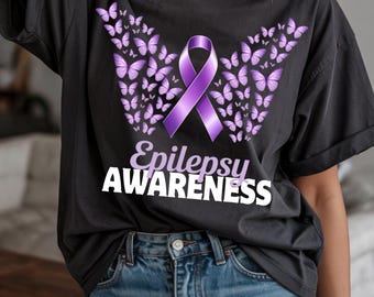 Epilepsy Awareness Ribbon Design | Purple Butterfly SVG PNG JPG | Support Hope Charity Shirt Art