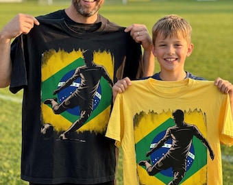 Brazilian Player Soccer PNG, Brazil Flag Football Fan Graphic, Patriotic Soccer Digital Download