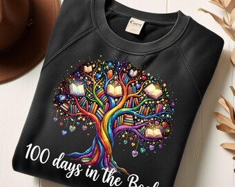 100 Tage in den Büchern PNG | Lehrer 100. Schultag Design | Lesebaum Klassenzimmer Grafik | Lehrer Shirt