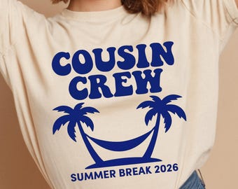 Cousin Crew Sommerpause 2026 SVG PNG, Familienurlaub-Shirt-Design, passender Familienausflug