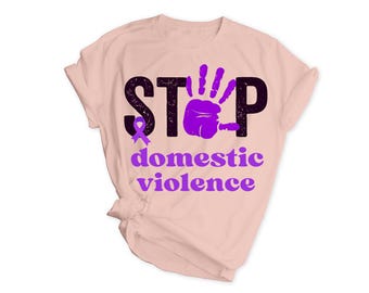 Stop Domestic Violence Awareness Graphic, Purple Ribbon Handprint (SVG, PNG, JPG)