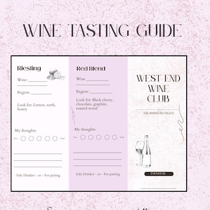 Wine tasting template printable for birthday or bachelorette party: red wine, rose and white wine