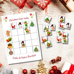Tavola logica natalizia per bambini, attività educative e divertenti, download digitale immediato, giochi di logica, apprendimento divertente, attività natalizie