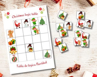 Weihnachtslogikplatine für Kinder: Lustige Lernaktivitäten (Digitaler Download)