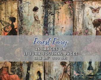 Forest Fairy Junk Journal Kit: Shabby Chic afdrukbare pagina's (digitale download)
