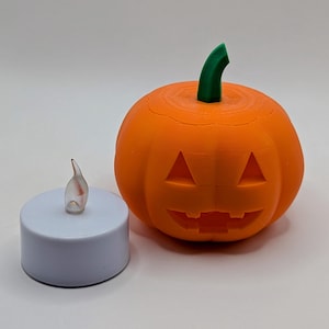 Jack-o-Lantern Candle Lamp| 3D Printed PLA Halloween Decor | Battery Operated | Spooky