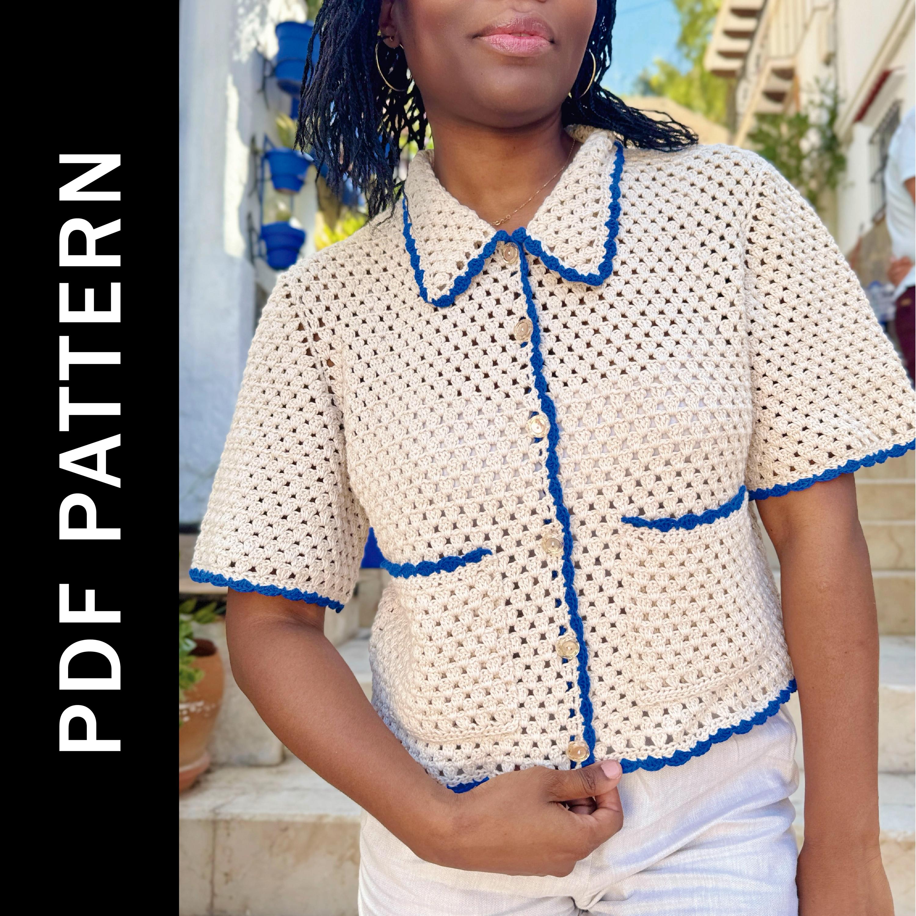 Granny Square Button-Down Summer Blouse