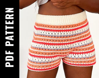 File PDF per modello all'uncinetto (inglese e spagnolo) Pantaloncini all'uncinetto, pantaloncini all'uncinetto, mini pantaloncini da spiaggia, pantaloncini all'uncinetto