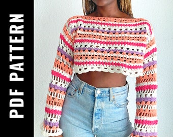 Pattern Crochet Top Sweater | Basic mesh sweater Crochet pattern | Shrug Sleeves top | Easy beginner crochet project |Crochet beach cover up