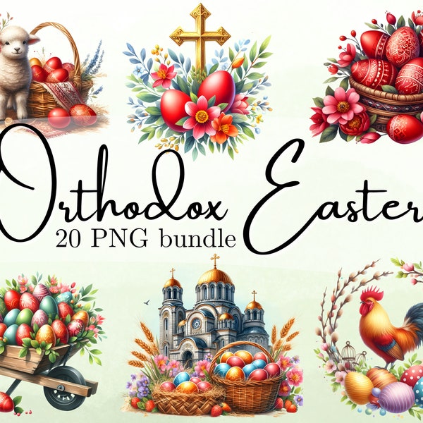 Celebrate Orthodox Easter with joy,Easter spirit,Orthodox,Easter watercolor clipart, East European Easter,Easter Prints,bundle