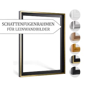 Moldura LEVI com espaçamento entre as bordas para telas esticadas, moldura para tela, MDF, preto, branco, prata, dourado, madeira, pintura, feita sob medida