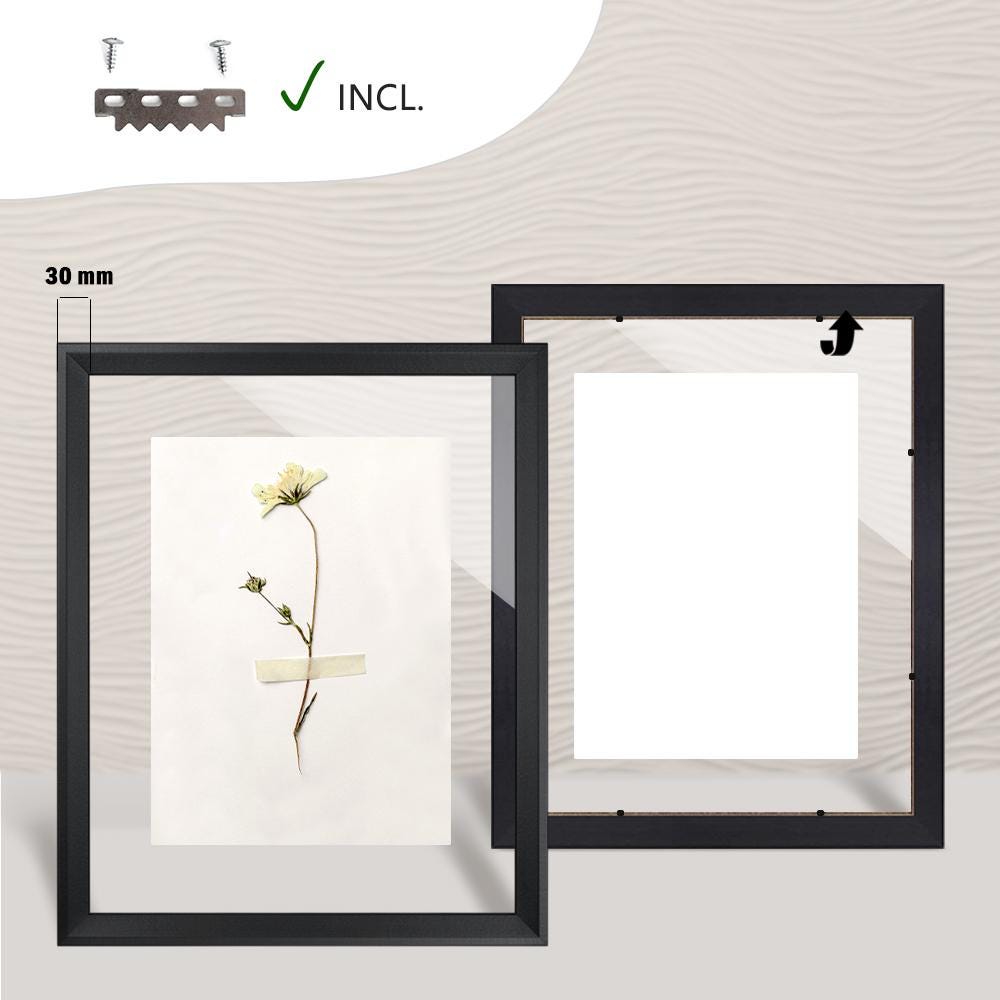 IcosaMro Confezione Da 3 Cornici In Vetro Doppio Per Fiori Pressati - Ottone, Formati Misti (10x15 Cm) + 4 Fogli Fiori E Pinzetta - 2