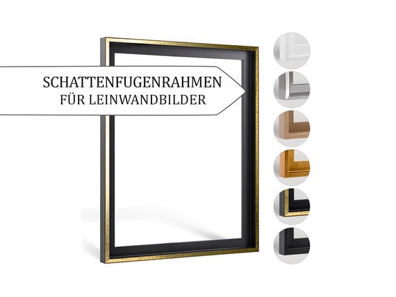 Schattenfugenrahmen LEVI für Keilrahmen Leinwand Schattenfuge Rahmen Leinwandrahmen MDF Schwarz Weiß Silber Gold Holz Gemälde Maßanfertigung