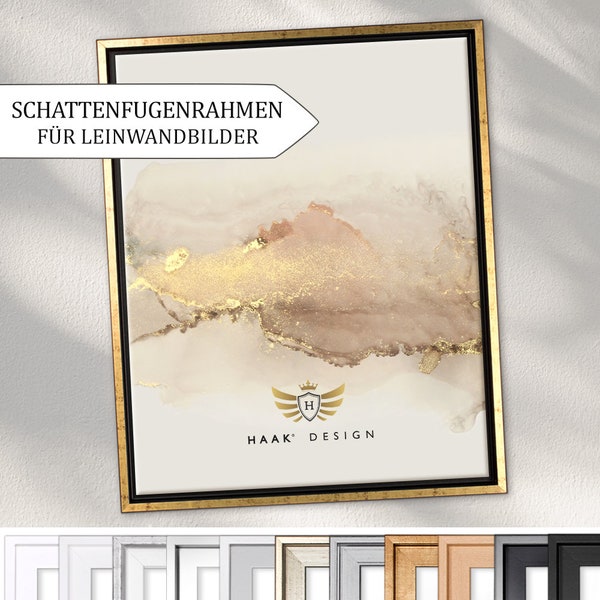 Schattenfugenrahmen LEVI für Keilrahmen Leinwand Schattenfuge Rahmen Leinwandrahmen MDF Schwarz Weiß Silber Gold Holz Gemälde Maßanfertigung