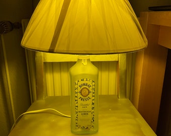 Lamp made from old gin bottles: Bombay Sapphire/ Citron Presse/ Brumble