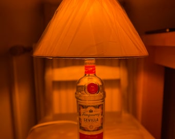 Lamp made from old gin bottles: Tanqueray Sevilla/ Royale