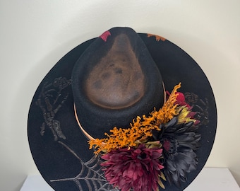 Handmade Halloween Hat: Spooky Season Floral Hat