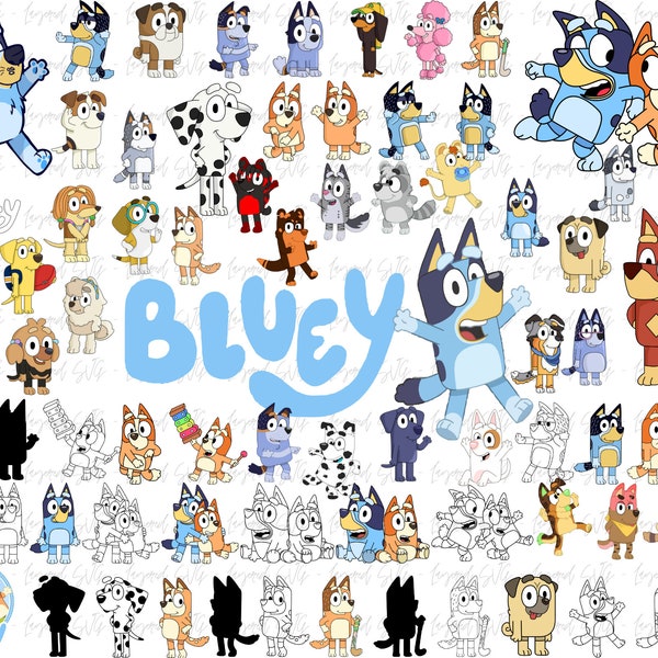 Paquete de más de 1400 Mega Bluuey, archivos de corte Bluuey para Cricut, Bluuey Clipart, Bluuey y Biingo, familia Bluuey, cumpleaños de Bluuey, descarga digital