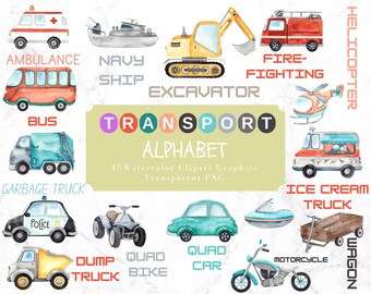 Transportation Alphabet Print, Car ABC, Letters Wall Art, Classroom Printable Decor, Educational Nursery Art, Vehicle Boy Car Alphabet Decor