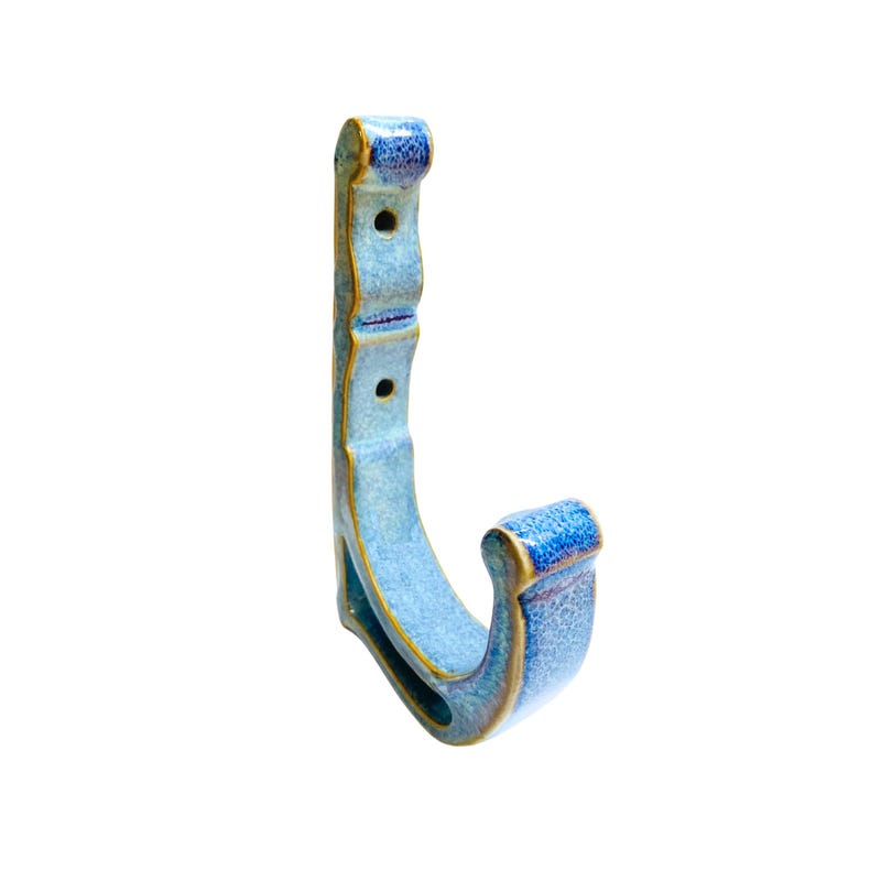 Brown - Original Blue Pottery Ceramic Tile Wall Hook Hanger (2 Peg)
