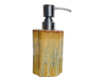 Soap Dispenser with Stainless Steel Pump - Handmade Stoneware Pottery