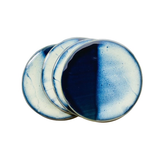 Handmade Stoneware Coaster – Glazed Ceramic Pottery, Cork Back